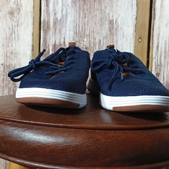 3/$25 Perry Ellis portfolio ultra foam sneaker loafer blue tank lace up men's 5 - Picture 4 of 11